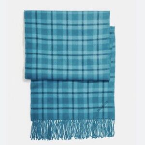 Ladies Coach Reversible Signature Plaid Double‎ Face Fringe End Scarf Dark Teal